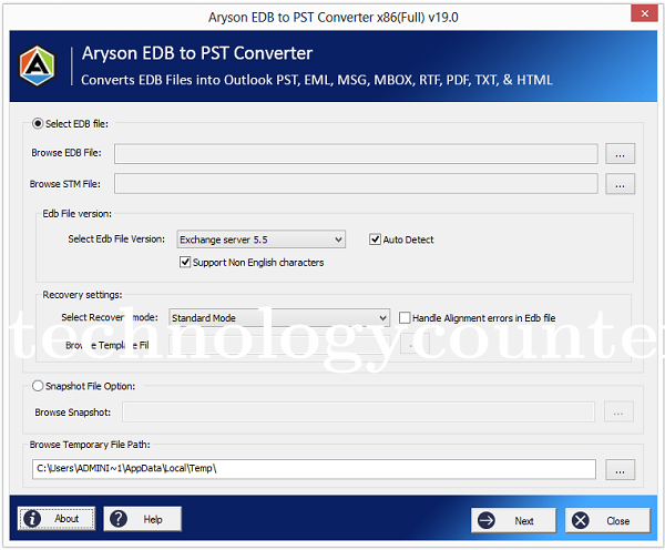 Aryson EDB Converter Screenshots